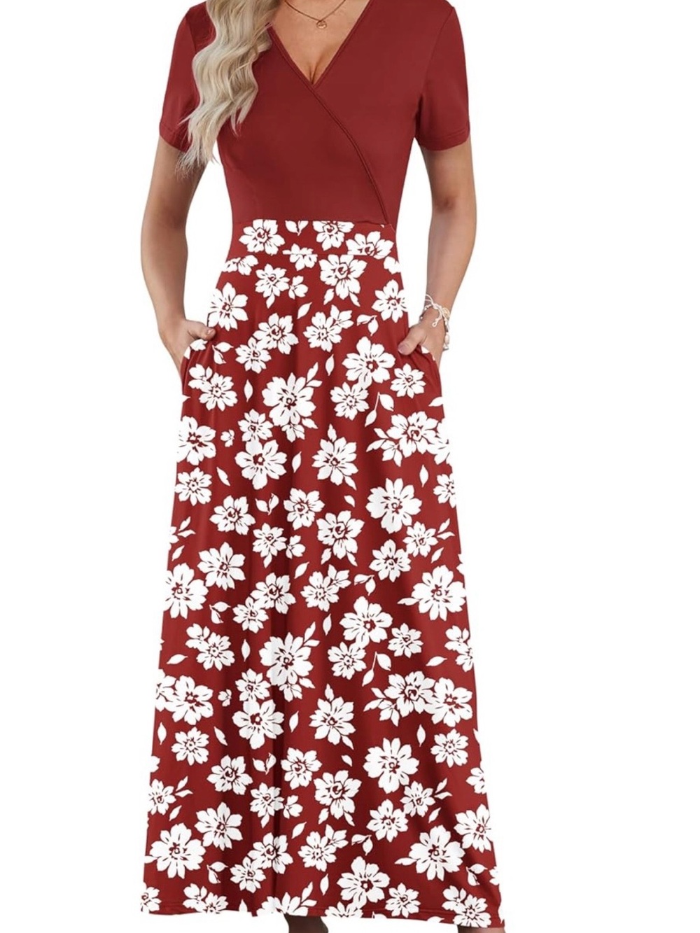AUSELILY Maxi Dress Ankle Length Floral XL 16-18